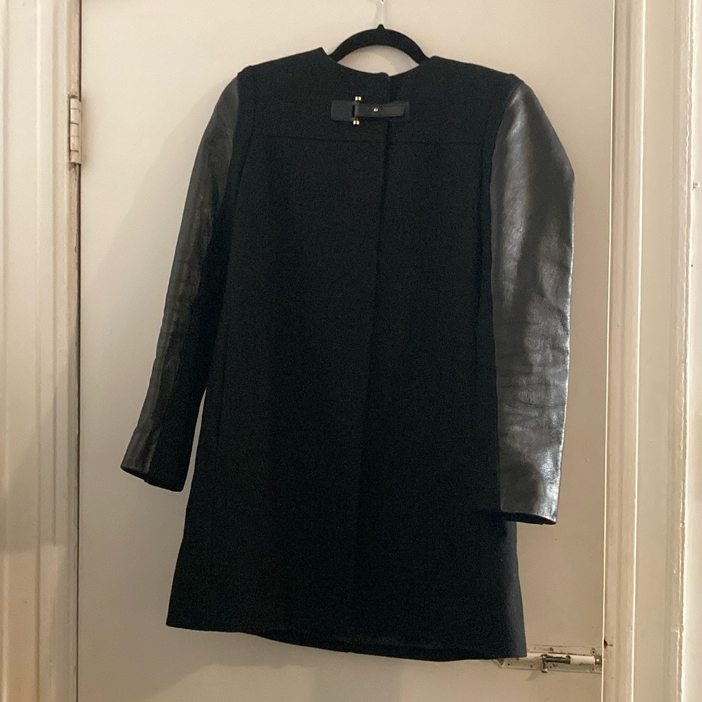 French Connection size 4 leather sleeve coat